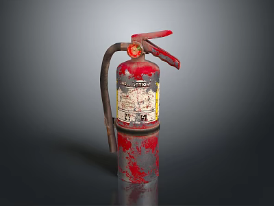 Building Safety Red Fire Extinguisher Device With Instruction Label 3d model