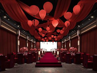 New Chinese Banquet Hall Wedding Banquet Hall 3d model