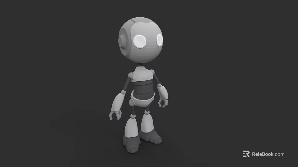 3D Cartoon Robot Character With Round Head Big Eyes And Simple Limbs 3d model 