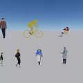 Group Of People Engaged In Different Activities Like Cycling Walking And Sitting
