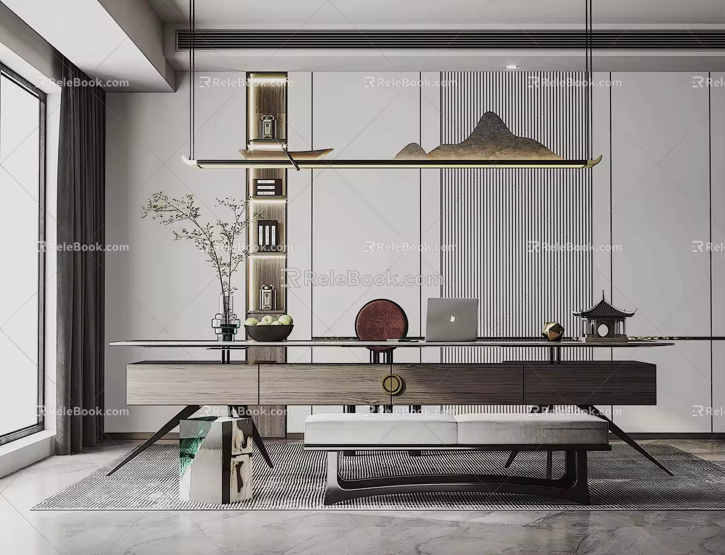New Chinese Style Study 3d model