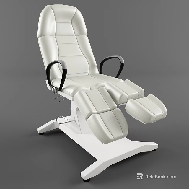 White Leather Recliner Chair With Black Armrests And Adjustable Leg Rest 3d model 