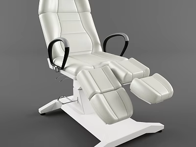 White Leather Recliner Chair With Black Armrests And Adjustable Leg Rest 3d model