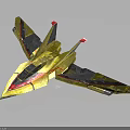 Futuristic Cosmic Spaceship Featuring Yellow Aerodynamic Design And Detailed Wing Structure For Space Exploration