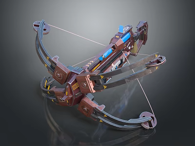 Futuristic Mechanical Bow With Detailed Metallic Structure Blue Accents And Advanced Tech Elements 3d model