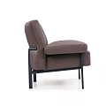 Modern Brown Leather Single Sofa With Black Metal Legs And Armrest Design 3d model