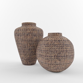 Modern vase handmade rattan table vase 3d model