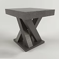 Dining Table Structural Design Diagram With Cross Legs And Dimension Markings 3d model