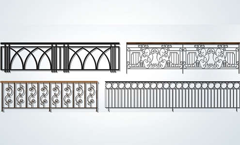 Modern Railing Iron Railing 3d model