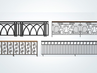 Modern Railing Iron Railing 3d model