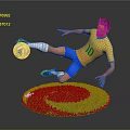 Game Movie Character Football Player In Yellow Jersey Number 10 Kicking Football On Green Grass
