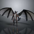 Game And Movie Fantasy Dragon Character With Large Wings Black Body And Orange Claw Details