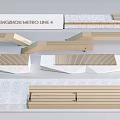 Modern Landscape Seats For Zhengzhou Metro Line 4 With Wooden And Stone Materials