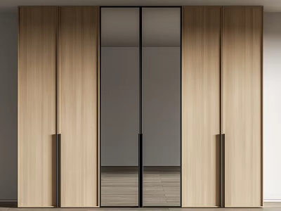 Modern Wooden Wardrobe With Glass Sliding Doors And Sleek Contemporary Design Elements 3d model