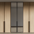 Wardrobe Minimalist wardrobe Full-length mirror 3d model