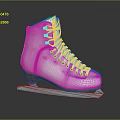 White Figure Ice Skates With Leather Upper Wooden Sole Decorative Laces And Clear Blade Design