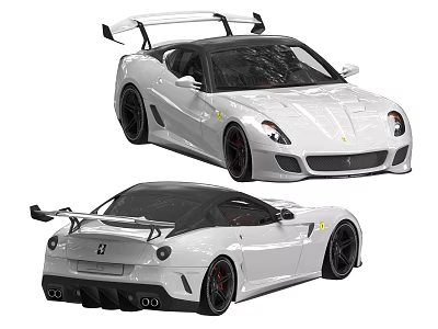 White Sports Car with Rear Spoiler Black Wheels and Sleek Design from Two Angles 3d model