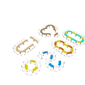 U Shaped and Round Conference Tables with Colorful Wooden Surface and White Chairs