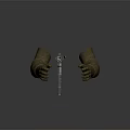 Mechanical Style Weapon Held By Metallic Hands With Complex Structure And Dark Background 3d model
