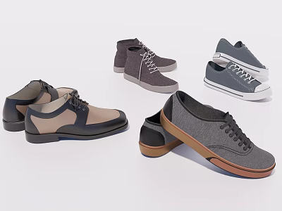 Chic Casual Shoes With Various Colors Lace Up Design And Contrasting Brown Soles 3d model