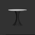 Two Round Dining Tables With White Marble Tabletop And Black Metal Legs Design 3d model