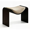 Modern Elegant Upholstered Sofa Stool With Curved Dark Solid Wood Frame For Contemporary Home Decor