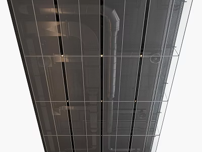 Modern Ceiling Design With Recessed Lighting And Metal Grid Structure 3d model