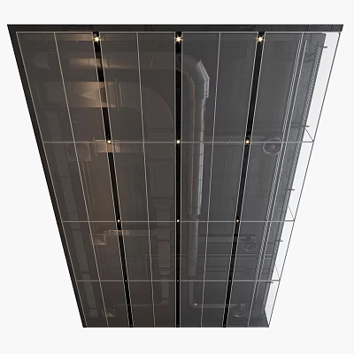 Modern Ceiling Design With Recessed Lighting And Metal Grid Structure 3d model
