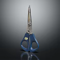 Practical Household Scissors with Blue Handles and Shiny Metal Blades for Daily Use