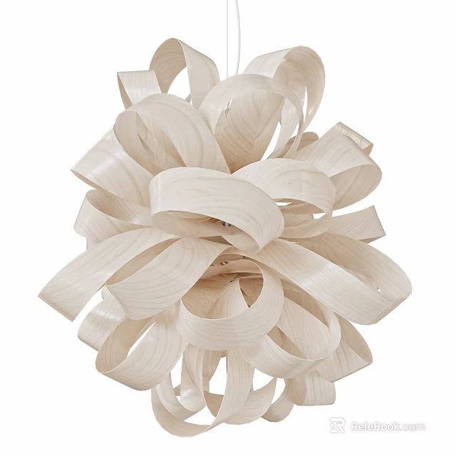 Modern Artistic Ceiling Light With Light Colored Curved Strips For Elegant Home Decor 3d model