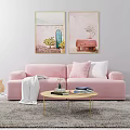 Nordic Double Sofa Candy Sofa Coffee Table 3d model