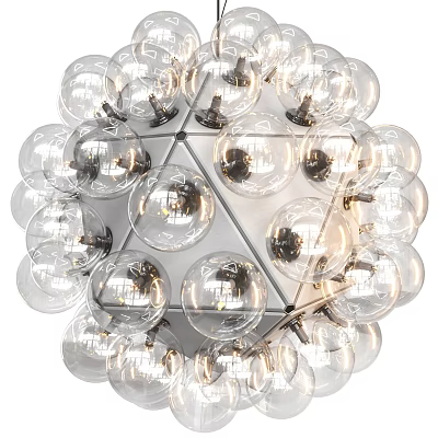 Modern Geometric Chandelier Design With Transparent Glass Globes And Metal Frame 3d model