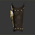 Brown Leather Sheath With Golden Decoration Green Gemstone And Rivets For Daily Use