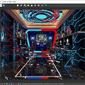 Hi Tech Cyber Cafe Interior With RGB Lighting Gaming Chairs And High Performance PCs