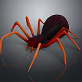 Red And Black Spider With Orange Legs 3D Model On Dark Background