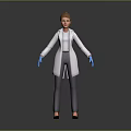 Game Movie Female Character with Brown Hair White Lab Coat Blue Gloves 3D Model Design