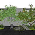 Landscape Styling Tree Pomegranate Tree Vine Climbing Vine Landscape Stone 3d model