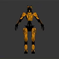Orange Humanoid Robot With Mechanical Structure And Black Accent Details 3d model