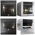 Modern Stainless Steel Kitchen Appliances With Gas Stove Oven Range Hood And Wine Cabinet