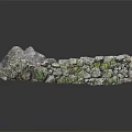 Outdoor Natural Stone Wall Featuring Mossy Texture And Rustic Organic Design Elements 3d model