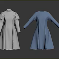 Elegant White And Blue Long Sleeve Dresses With Puffed Sleeves And Simple Design
