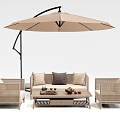 New Chinese Style Outdoor Sofa Rattan Leisure Sofa Coffee Table Ornaments 3d model