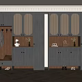 Modern Entryway Shoe Cabinet With Glass Doors Storage Coat Hooks And Decorative Shelves