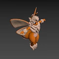 Cute Orange Game Movie Character With Big Eyes White Fur And Transparent Wings