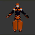 Game And Movie Character With Orange And Dark Blue Armor Helmet And 3D Model Design