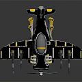 Vintage Black And Yellow Model Biplane With Detailed Propeller And Wings
