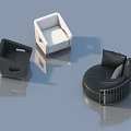 Modern Black and White Accent Chairs with Various Designs Round Shape and Armrest Details