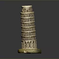 Decorative Miniature Tilted Tower Model With Detailed Architectural Clay Structure 3d model