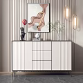 Modern Entryway Console Table with Decorative Items Abstract Painting and Wall Sconces 3d model