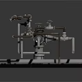 Industrial Equipment With Multiple Metal Pipes Valves And Support Frame Structure